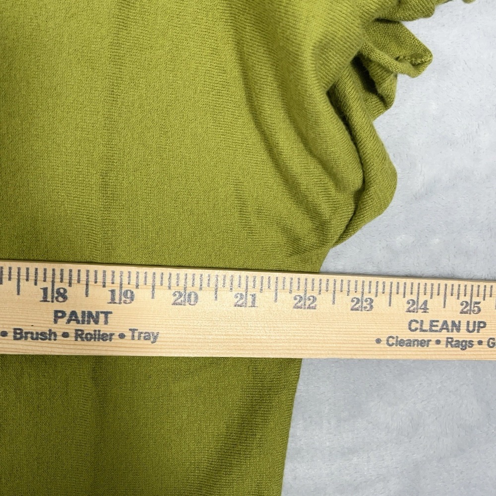 J Jill 1X‎ V Neck Green Shirt Top Sweater Roll Tab Short Sleeve Cotton Blend - Picture 3 of 9